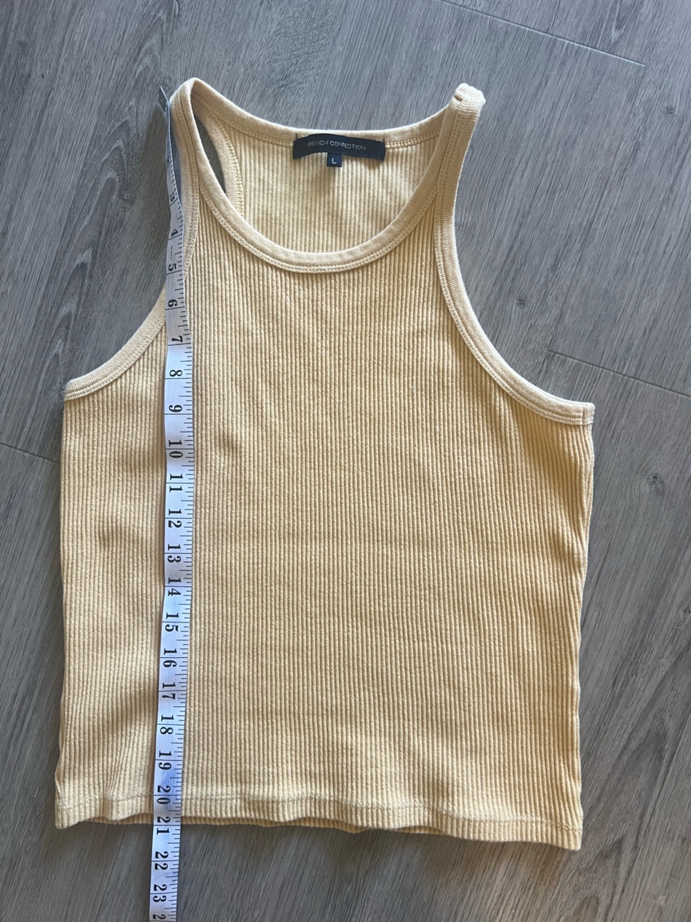 French Connection Pale Cream Ribbed Tank Top - Picture 7 of 7